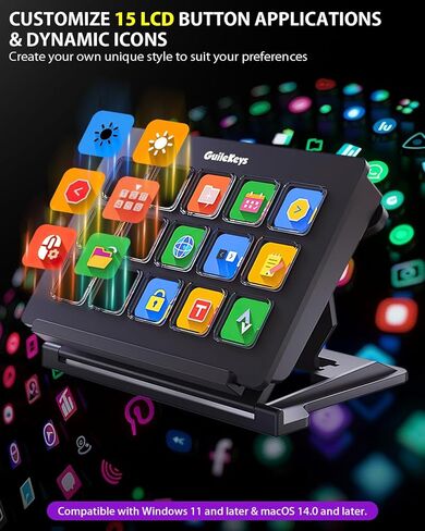 Stream Deck with 15 Macro Keys, Stream Controller Macro Keyboard USB Soundboard with Trigger Actions in OBS/Twitch/YouTube/Streamlabs/Discord/Zoom, Studio Controller with Mac/PC in Kuwait