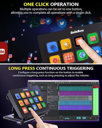 Stream Deck with 15 Macro Keys, Stream Controller Macro Keyboard USB Soundboard with Trigger Actions in OBS/Twitch/YouTube/Streamlabs/Discord/Zoom, Studio Controller with Mac/PC in Kuwait
