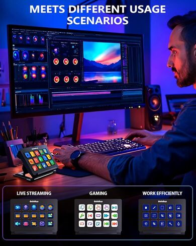 Stream Deck with 15 Macro Keys, Stream Controller Macro Keyboard USB Soundboard with Trigger Actions in OBS/Twitch/YouTube/Streamlabs/Discord/Zoom, Studio Controller with Mac/PC in Kuwait