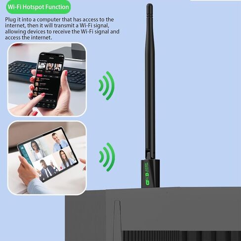 محول WiFi للكمبيوتر المكتبي، محول AX300 USB WiFi 6 مع نطاق 2.4 جيجا هرتز، هوائي عالي الكسب 5dBi، برنامج تشغيل مدمج، قابس جهاز إرسال/استقبال لاسلكي وتشغيل لنظام Win11/10 in Saudi Arabia