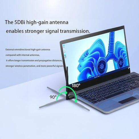 محول WiFi للكمبيوتر المكتبي، محول AX300 USB WiFi 6 مع نطاق 2.4 جيجا هرتز، هوائي عالي الكسب 5dBi، برنامج تشغيل مدمج، قابس جهاز إرسال/استقبال لاسلكي وتشغيل لنظام Win11/10 in Saudi Arabia