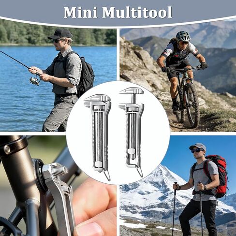 2 PCS Compact Titanium Multitool, Portable Mini Multitool Wrench, Multifunctional Bottle Opener Tool with Mini Adjustable Wrench, Nail Puller and Keychain Design, For Travel Hiking Camping in Kuwait