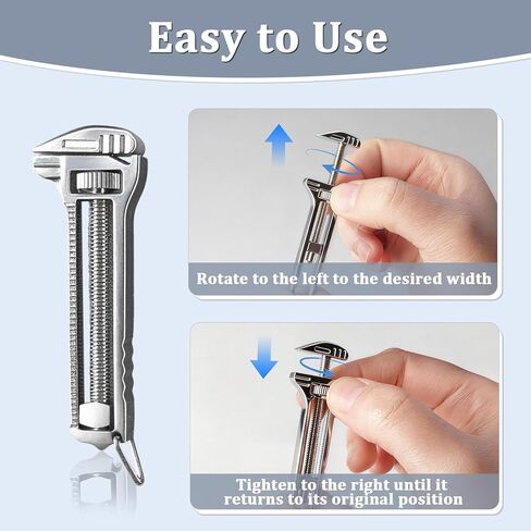 2 PCS Compact Titanium Multitool, Portable Mini Multitool Wrench, Multifunctional Bottle Opener Tool with Mini Adjustable Wrench, Nail Puller and Keychain Design, For Travel Hiking Camping in Kuwait