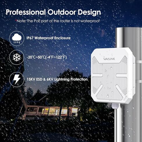 WAVLINK AX3000 WiFi6 Outdoor WiFi Extender, Dual Band WiFi 6 Outdoor Wireless Access Point Weatherproof WiFi Repeater, Router, 802.3at Active POE, Integrated Directional Intennas,Work with Starlink in Saudi Arabia