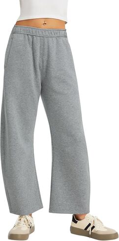 OVRUNS Barrel Sweatpants المرأة مرونة الخصر برميل السراويل الداخلية الرباط فضفاض صالة العرق السراويل مع جيوب in Kuwait