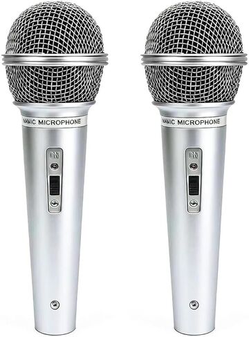 2PCS Fake Microphone Prop, Plastic Pretend Play Microphone for Halloween Christmas Cosplay Music Birthday Party Favors or Costume Play(Black) in Kuwait