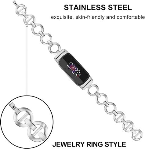 حزام Dhwazz النسائي من أجل Fitbit Luxe Dressy Jewelry حزام بديل من الفولاذ المقاوم للصدأ in Kuwait