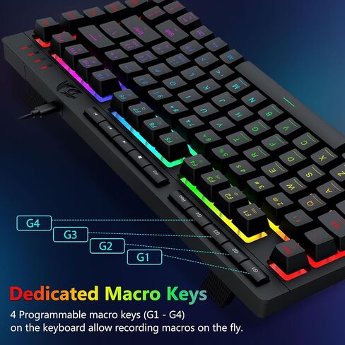 مجموعة لوحة مفاتيح وماوس سلكية للألعاب من Redragon، بإضاءة خلفية RGB، ولوحة مفاتيح بغشاء ماكرو صغير بنسبة 75% مع مفاتيح مضادة للظلال والوسائط المتعددة + ماوس ضوئي قابل للبرمجة بدقة 8000 نقطة في البوصة لأجهزة الكمبيوتر المحمول in Kuwait