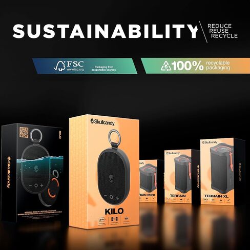 Skullcandy Kilo Wireless Bluetooth Speaker Bundle - (2) IPX7 Waterproof Mini Bluetooth Speakers with 24 Hour Battery, Downward Firing Passive Radiators, and True Wireless Pairing in Saudi Arabia