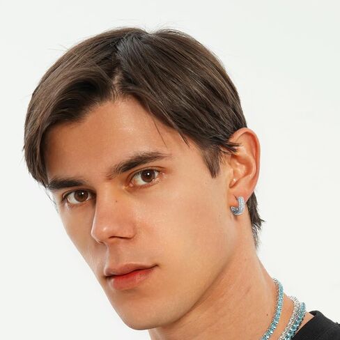 TOPGRILLZ 14K أقراط غضروف مطلية بالذهب للرجال، 5A+ زركونيا مكعب أقراط صغيرة للرجال، حلقات أذن زركونيا مكعبة مكتنزة، artes para hombre in Saudi Arabia
