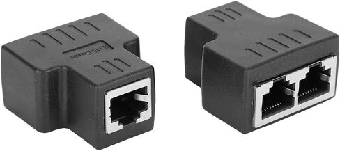 Ethernet Cable Adapter, 1 to 2 Ports RJ45 Female Interface LAN Connector Cable Extender Splitter with ABS Material, for ADSL, Hubs, Switches, TVs, Set-top Boxes, Computers in Saudi Arabia