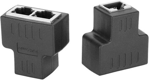Ethernet Cable Adapter, 1 to 2 Ports RJ45 Female Interface LAN Connector Cable Extender Splitter with ABS Material, for ADSL, Hubs, Switches, TVs, Set-top Boxes, Computers in Saudi Arabia