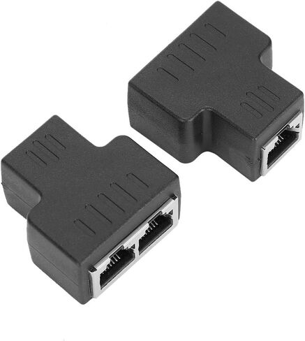 Ethernet Cable Adapter, 1 to 2 Ports RJ45 Female Interface LAN Connector Cable Extender Splitter with ABS Material, for ADSL, Hubs, Switches, TVs, Set-top Boxes, Computers in Saudi Arabia