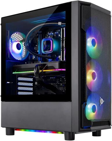 كمبيوتر ألعاب Skytech Gaming Shadow، AMD Ryzen 7 9700X 3.8 جيجا هرتز، NVIDIA RTX 5060 Ti 8 جيجا VRAM، 1 تيرابايت NVMe SSD، 32 جيجا DDR5 RAM 5600، 650 وات Gold PSU، 360 ARGB AIO، Wi-Fi، Win 11، سطح المكتب in Kuwait