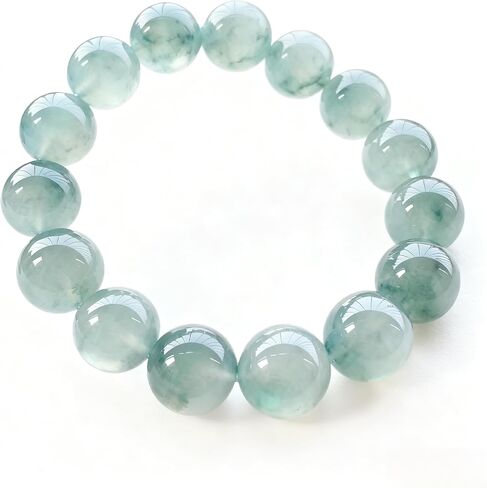 Natural Ice Floating Flower Jade Beaded Bracelet, Elastic Handmade Healing Gemstone Bracelet for Women & Men, Fengshui Luck Wealth Protection Jewelry for Reiki Meditation Yoga in Saudi Arabia