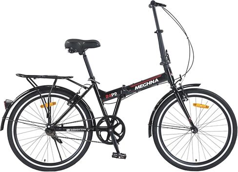 24" Folding City Bikes Steel Frame 7 Speed Folding Bikes,Lightweight Folding Bikes，Folding Commuter Bike for Adults/Men/Student，Bike with Rear Rack，Adjustable Stem，3 Colors in Saudi Arabia