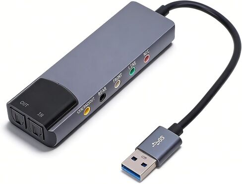 بطاقة الصوت المحيطي USB Pomya 5.1 و7.1، معدل عينة كامل 48 هرتز لسماعات الرأس، للكمبيوتر المحمول يدعم الخط في ميكروفون استريو في in Kuwait