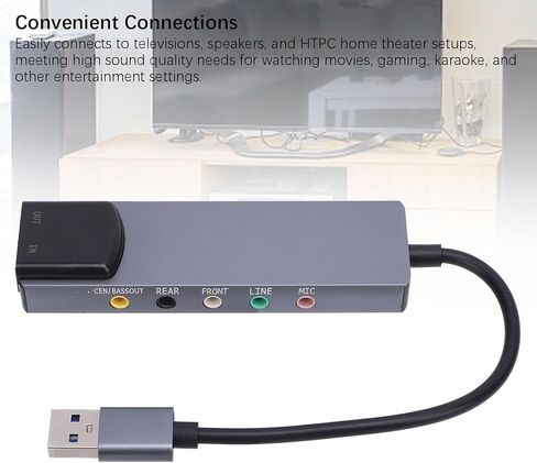 بطاقة الصوت المحيطي USB Pomya 5.1 و7.1، معدل عينة كامل 48 هرتز لسماعات الرأس، للكمبيوتر المحمول يدعم الخط في ميكروفون استريو في in Kuwait