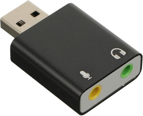 Aluminum USB 7.1 External Stereo Sound Card with Microphone and Headphone Jack for PC Laptop Streaming and Karaoke, Plug-and-Play USB Audio Adapter in Black in Saudi Arabia