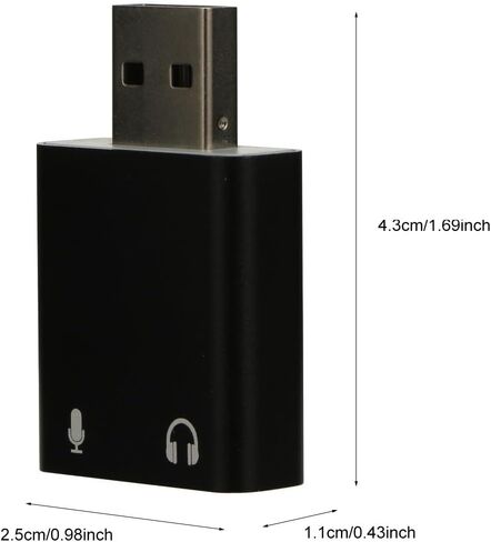 Aluminum USB 7.1 External Stereo Sound Card with Microphone and Headphone Jack for PC Laptop Streaming and Karaoke, Plug-and-Play USB Audio Adapter in Black in Saudi Arabia