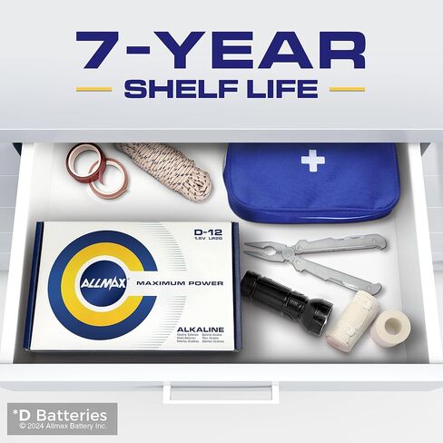 Allmax D Maximum Power Alkaline Batteries (6 Count) – Ultra Long-Lasting, Leakproof Design, 7-Year Shelf Life, Maximum Performance (1.5V) in Kuwait