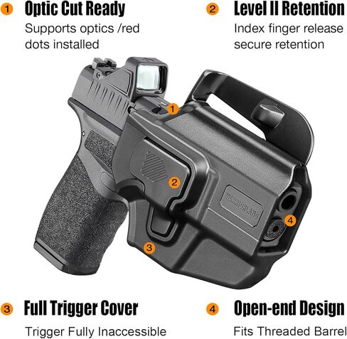 WARRIORLAND Universal OWB Paddle Holster w/Optic Cut, Fits Glock 19/26/ 43X, FN Reflex, M&P Shield Plus, Springfield Hellcat/Hellcat Pro, Taurus G3C & 40+ Compact/Subcompact Pistols (Right Hand) in Saudi Arabia