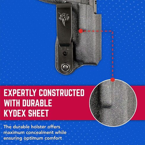 حافظة DeSantis Slim-Tuk IWB - Kydex Holster IWB، حمل مخفي للرجال والنساء، متوافق مع S&W Bodyguard 2.0 - يمكن استخدامه بكلتا اليدين، أسود in Kuwait