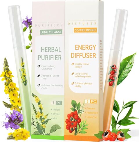 Herbal Diffuser Pen, 2 Pack Mullein & Melatonin Diffuser Pen, Night & Day Relax Duo Set for Fresh Breath & Calm Sleep Support, Total 1200 Uses in Kuwait