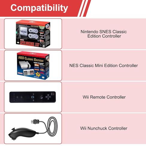 2pcs NES Classic Extension Cable Compatible with Super Nintendo SNES Classic Edition Controller (2017)/Mini NES Classic Edition (2016)/Wii/Wii U Controller (6ft) in Saudi Arabia