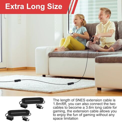 2pcs NES Classic Extension Cable Compatible with Super Nintendo SNES Classic Edition Controller (2017)/Mini NES Classic Edition (2016)/Wii/Wii U Controller (6ft) in Saudi Arabia