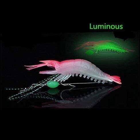 5pcs Soft Luminous Shrimp Lure Set, 5 Colors Shrimp Lures Fishing Bait with Hooks Beads for Bass Trout Catfish Salmon Freshwater Saltwater in Saudi Arabia