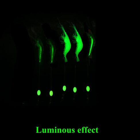 5pcs Soft Luminous Shrimp Lure Set, 5 Colors Shrimp Lures Fishing Bait with Hooks Beads for Bass Trout Catfish Salmon Freshwater Saltwater in Saudi Arabia