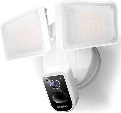 Security Floodlight Camera Outdoor - Flood Lights Camera Wired Motion Lights 2-Way Audio 2K and 150dB Siren 4230 lm 2.4G&5G WiFi Alexa-Compatible 3000-5000K 24/7 Recording for Home Security in Saudi Arabia