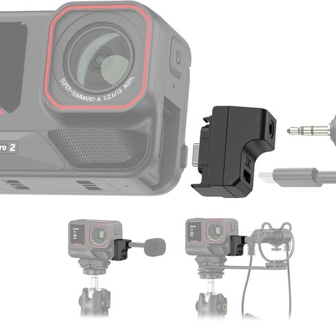 محول ميكروفون JJC متوافق مع ملحقات Insta360 Ace Pro 2 & Ace Pro، ملحقات تسجيل الدخول لمحول الصوت الخارجي من النوع C و3.5 مم لكاميرا AcePro 2 in Saudi Arabia