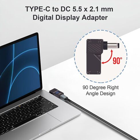USB C to DC 5.5 x 2.1mm Power Charging Adapter Type C Female to DC 5521 Adapter with Digital Display 100W, for Tablet, PC, IP Camera, Bluetooth Speaker, Webcam Routers in Kuwait