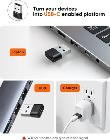 USB to USB C Female Adapter 2Pack Compatible with iPhone 16, 15, Galaxy S24, iPad, Watch, Airpods, CarPlay in Saudi Arabia