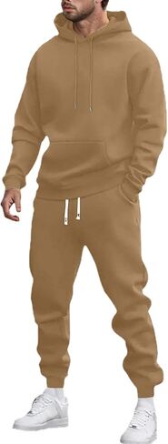 JiXiang رجل بدلات رياضية مخملية 2 قطعة مجموعة هوديي و Sweatpants عادية رياضية بدلة عدو الرباط تشغيل رياضة عرق الدعاوى in Saudi Arabia