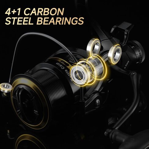 HAUT TON Battle Carp Fishing Reel, 4+1 BB Carbon Fiber Drag Spinning Reels for Saltwater Freshwater Fishing, 26.5 Lbs Powerful Max Drag Baitfeeder Fishing Reels in Saudi Arabia