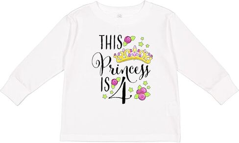 تي شيرت Inktastic This Princess is Four- عيد الميلاد الرابع للأطفال الصغار بأكمام طويلة in Kuwait