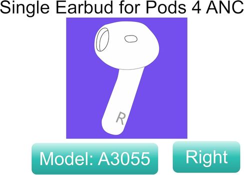 Legit A3055 One Right Earbuds Replacement (ANC Version) for Pods (4th Generation), A3056 A3057 OEM Single Right Ear Side Only, Compatible with Original Air 4 A3059 Charging Case Earpad, Not New in Saudi Arabia