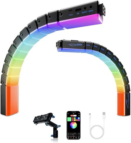 SIRUI 15W مصباح فيديو RGB قابل للانحناء، 2 حزمة ضوء لوحة LED لإضاءة التصوير الفوتوغرافي في الاستوديو، لون كامل قابل للتعديل 360 درجة، 2500K-7000K، مزيج سلس، بطارية/تيار مستمر، التحكم في اللوحة/التطبيق (B15R-D) in Saudi Arabia