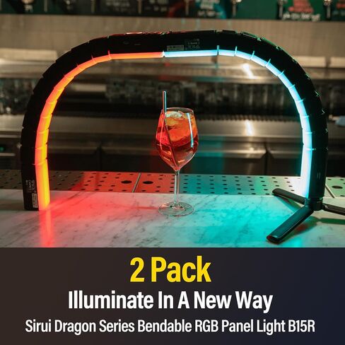 SIRUI 15W مصباح فيديو RGB قابل للانحناء، 2 حزمة ضوء لوحة LED لإضاءة التصوير الفوتوغرافي في الاستوديو، لون كامل قابل للتعديل 360 درجة، 2500K-7000K، مزيج سلس، بطارية/تيار مستمر، التحكم في اللوحة/التطبيق (B15R-D) in Saudi Arabia
