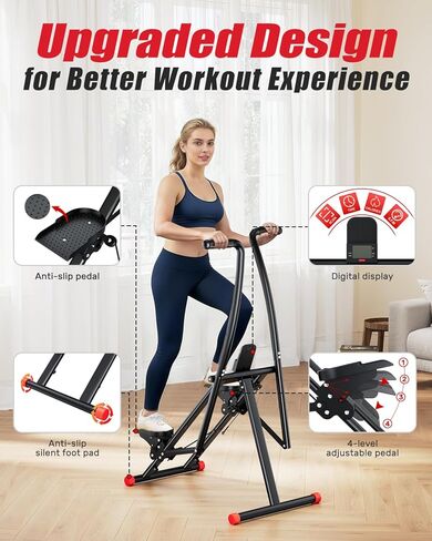 AL01 Stair Stepper, Foldable Steppers for Exercise at Home, Full-Body Cardio Workout Climber with Adjustable Pedals, Extended Step Range, 270LB Loading Capacity in Kuwait