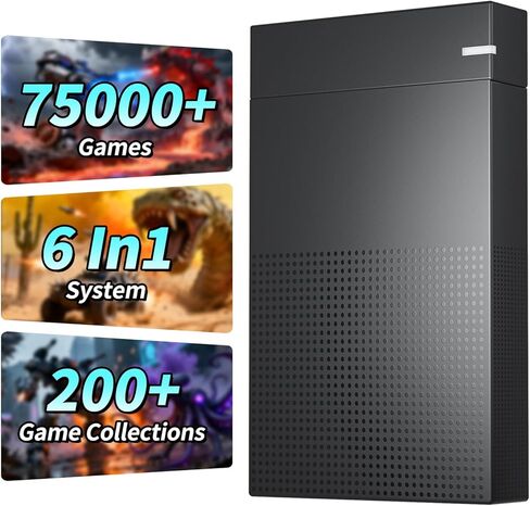 محرك الأقراص الصلبة Kinhank Retro Game سعة 4 تيرابايت مع أكثر من 75000 لعبة، وحدات تحكم ألعاب ريترو 6 في 1، متوافقة مع أكثر من 200 محاكي، قرص صلب محمول للألعاب متوافق مع Win 7/8/10/11 in Saudi Arabia