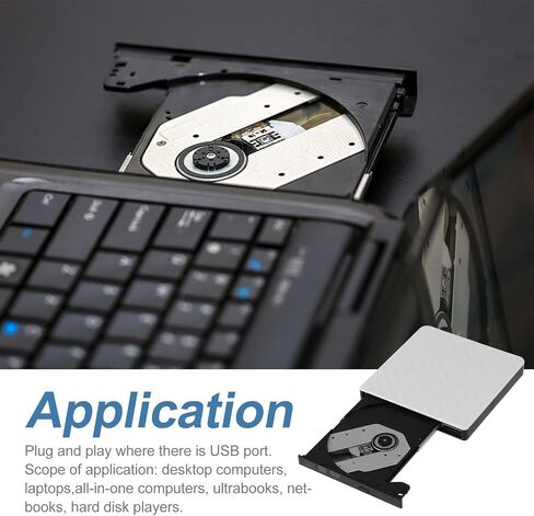 محرك أقراص DVD محمول USB 3.0 ناسخ أقراص DVD خارجي مع ناسخ أقراص مضغوطة لأجهزة الكمبيوتر المحمول وأجهزة الكمبيوتر المكتبية، جهاز إعادة كتابة الأقراص الضوئية باللون الأبيض مناسب للسفر والاستخدام المنزلي in Kuwait