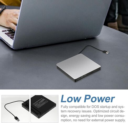 محرك أقراص DVD محمول USB 3.0 ناسخ أقراص DVD خارجي مع ناسخ أقراص مضغوطة لأجهزة الكمبيوتر المحمول وأجهزة الكمبيوتر المكتبية، جهاز إعادة كتابة الأقراص الضوئية باللون الأبيض مناسب للسفر والاستخدام المنزلي in Kuwait