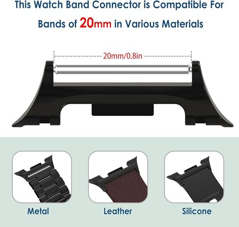 Simpeak 20mm Watch Band Connectors Compatible with Samsung Galaxy Watch 8 40mm 44mm/Watch 8 Classic 46mm, Band Adapter 20mm Stainless Steel Connection Compatible with Galaxy Watch 8, Black/Silver/Gold in Saudi Arabia