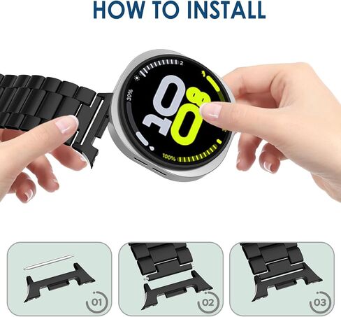 Simpeak 20mm Watch Band Connectors Compatible with Samsung Galaxy Watch 8 40mm 44mm/Watch 8 Classic 46mm, Band Adapter 20mm Stainless Steel Connection Compatible with Galaxy Watch 8, Black/Silver/Gold in Saudi Arabia