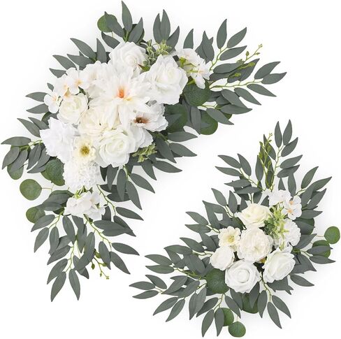 حزمة من قطعتين من زهور قوس الزفاف من شيريكا، زهور اصطناعية لعلامات الترحيب بالزفاف، ديكور خلفية، ترتيبات إكليل الزهور الخضراء من أجل قطع مركزية للطاولة ونافذة رف الحائط in Kuwait