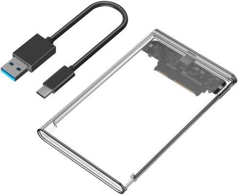 حافظة قرص صلب محمول مقاس 2.5 بوصة SATA SSD من Mustpoint نوع C 3.1 إلى SATA 2.5 حافظة بلاستيكية HDD خارجية شفافة in Saudi Arabia